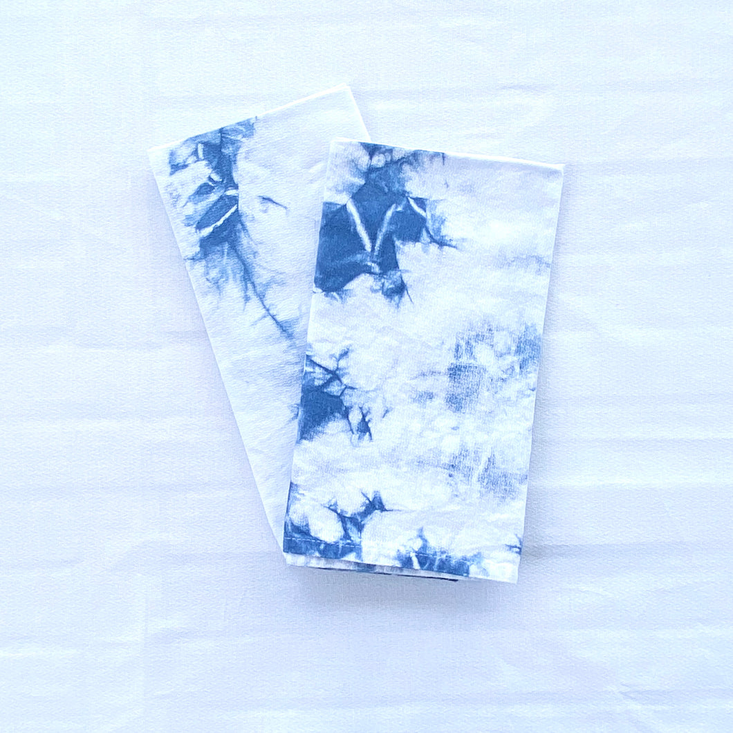 Hand Dyed Cotton Napkins - Indigo Sunburst