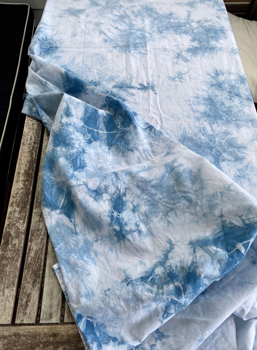 Hand Dyed Tablecloth - Indigo Sunburst