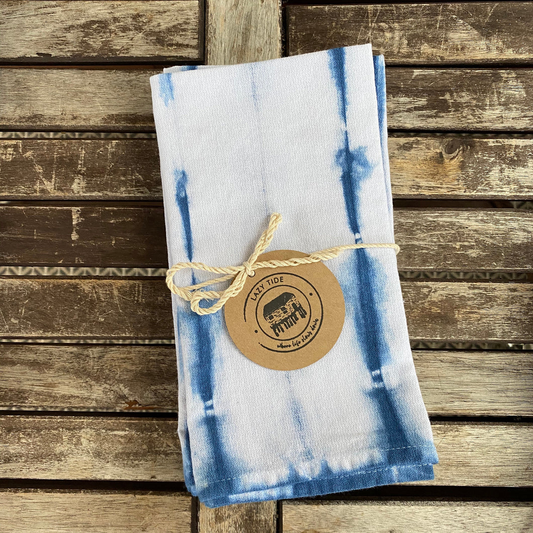 Hand Dyed Cotton Napkins - Indigo Lines